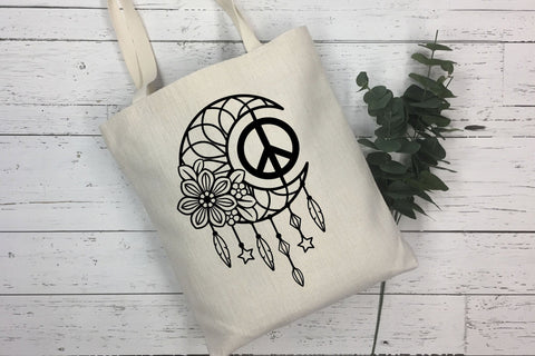Moon SVG Dream catcher with Peace Sign, Boho Dreamer SVG. SVG Elinorka 