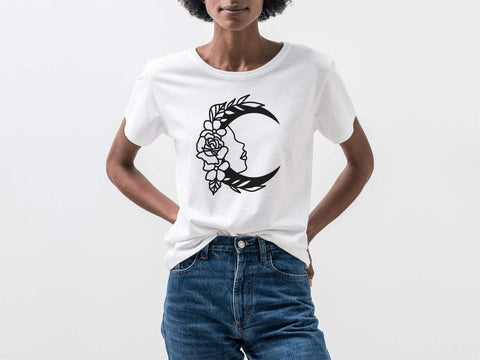 Moon svg, dxf files for plasma, cnc files for wood, moon clipart, floral svg, camping svg, outdoors svg, camper svg, boho svg SVG CutLeafSvg 