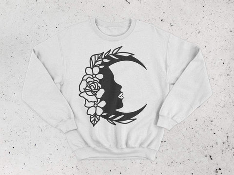 Moon svg, dxf files for plasma, cnc files for wood, moon clipart, floral svg, camping svg, outdoors svg, camper svg, boho svg SVG CutLeafSvg 