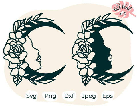 Moon svg, dxf files for plasma, cnc files for wood, moon clipart, floral svg, camping svg, outdoors svg, camper svg, boho svg SVG CutLeafSvg 