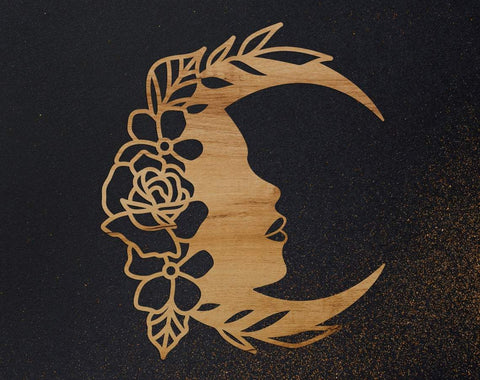 Moon svg, dxf files for plasma, cnc files for wood, moon clipart, floral svg, camping svg, outdoors svg, camper svg, boho svg SVG CutLeafSvg 