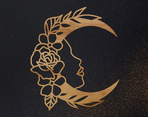 Moon svg, dxf files for plasma, cnc files for wood, moon clipart, floral svg, camping svg, outdoors svg, camper svg, boho svg SVG CutLeafSvg 