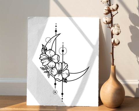 Moon svg, floral moon svg, celestial svg, crescent moon svg, png file SVG Pretty Meerkat 