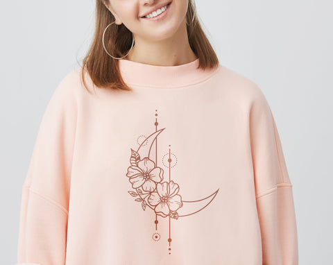 Moon svg, floral moon svg, celestial svg, crescent moon svg, png file SVG Pretty Meerkat 