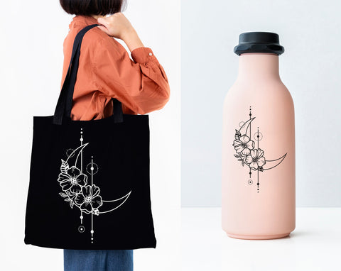 Moon svg, floral moon svg, celestial svg, crescent moon svg, png file SVG Pretty Meerkat 