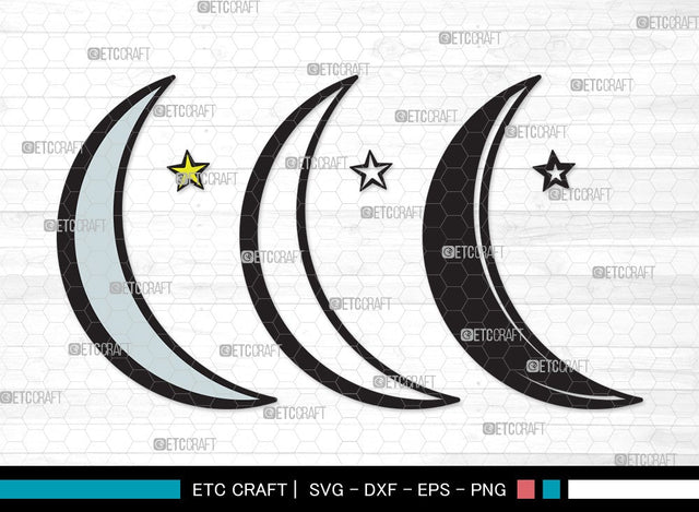 Moon SVG | Half Moon Svg | Crescent Moon Svg | Star Svg | Moon Clipart SVG ETC Craft 