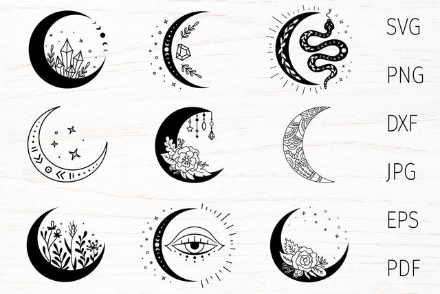 Moon svg, Moon bundle, boho moon, Crescent Moon silhouette SVG Digital Rainbow Shop 
