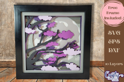 Moon Svg Shadow Box, 3D Layered Moonlit Tree Shadowbox File SVG Crafty Mama Studios 