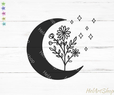 Moon wildflower svg SVG _HelArtShop_ 