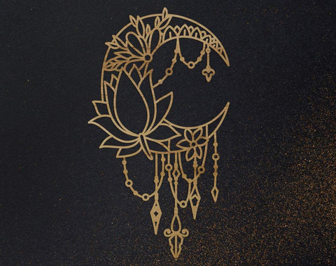 Moon with flowers svg, moon svg, dream catcher svg, cnc files, moon clipart, floral svg, camping svg, camper svg, boho svg SVG CutLeafSvg 