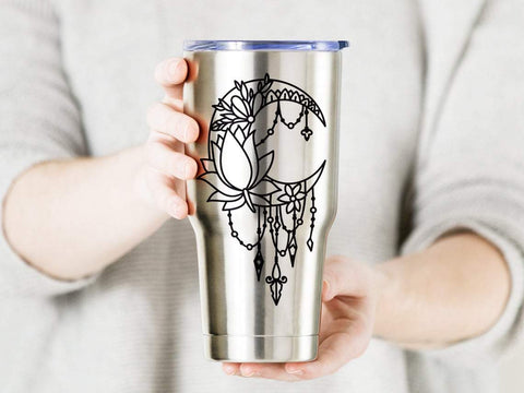 Moon with flowers svg, moon svg, dream catcher svg, cnc files, moon clipart, floral svg, camping svg, camper svg, boho svg SVG CutLeafSvg 