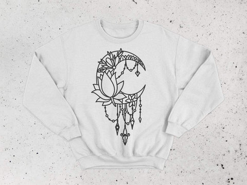 Moon with flowers svg, moon svg, dream catcher svg, cnc files, moon clipart, floral svg, camping svg, camper svg, boho svg SVG CutLeafSvg 