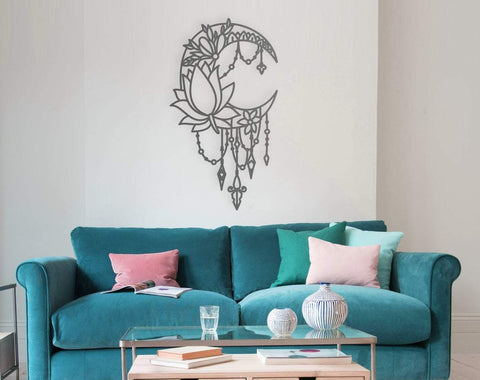 Moon with flowers svg, moon svg, dream catcher svg, cnc files, moon clipart, floral svg, camping svg, camper svg, boho svg SVG CutLeafSvg 