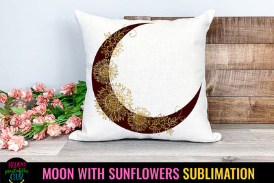 Moon With Sunflower Sublimation I Floral Moon Sublimation Sublimation Happy Printables Club 
