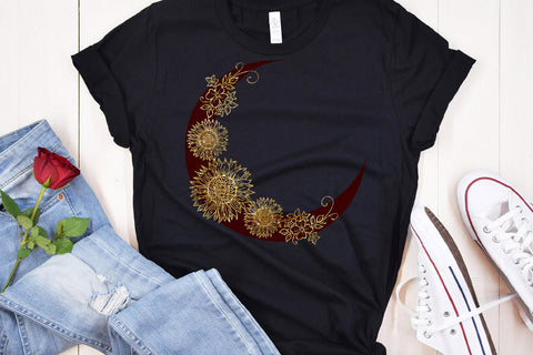 Moon With Sunflower Sublimation I Floral Moon Sublimation Sublimation Happy Printables Club 