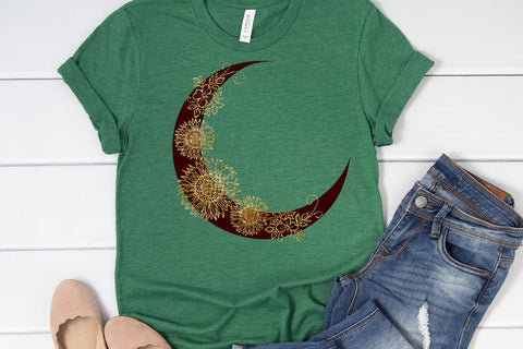 Moon With Sunflower Sublimation I Floral Moon Sublimation Sublimation Happy Printables Club 
