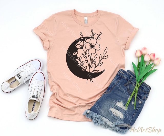 Moon with Wildflowers svg SVG _HelArtShop_ 