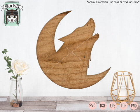Moon Wolf Dreamcatcher SVG Cut File, Feathers SVG, Boho SVG, Bohemian SVG SVG Wild Pilot 