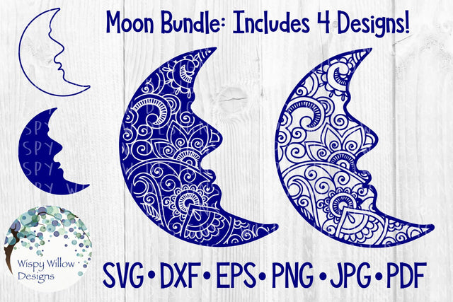 Moon Zentangle Bundle SVG Wispy Willow Designs 