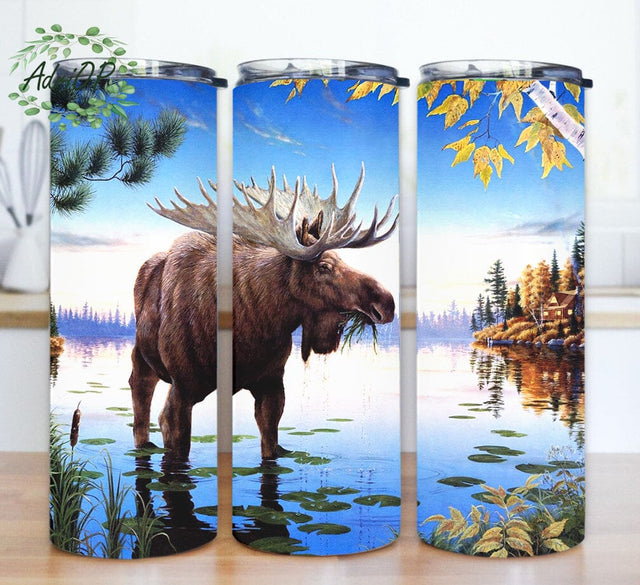 Moose 20oz Skinny Tumbler, Moose Hunting Tumbler Design, Outdoors Tumbler Png, Wild Animal Design Png, Digital Download Sublimation AdriOP 