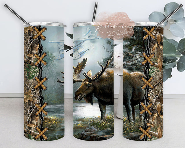 Moose Hunting 20oz Skinny Tumbler, Moose Tumbler Png, Moose Hunting and Camo Hunt Tumbler Design, Moose Sublimation Design, Digital Download Sublimation Rabbitmakies 