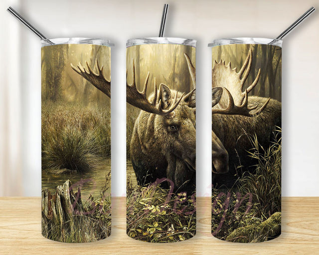Moose Hunting 20oz Skinny Tumbler Sublimation Designs Moose Hunting and Camo Hunt for Straight/Tapered Tumbler PNG File Digital Download Sublimation BouDesign 