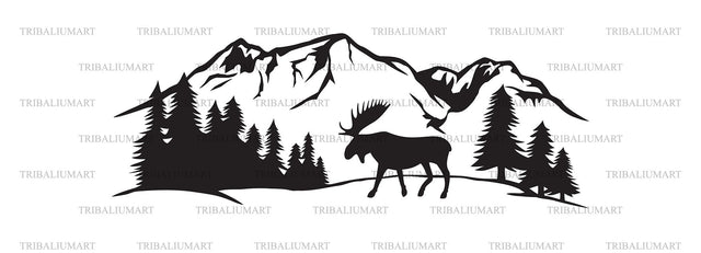 Moose in mountains SVG TribaliumArtSF 