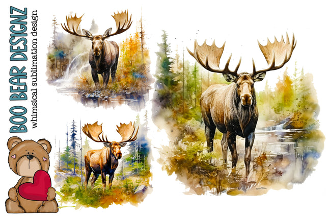 Moose in the Wilderness clipart Sublimation Boo Bear Designz 