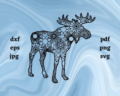 Moose Mandala SVG Cut File SVG Northern Light SVG 