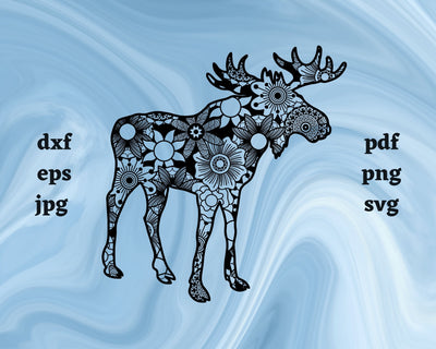 Moose Mandala SVG Cut File SVG Northern Light SVG 