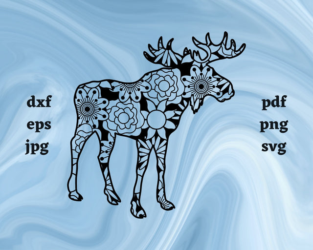 Moose Mandala SVG Cut File SVG Northern Light SVG 