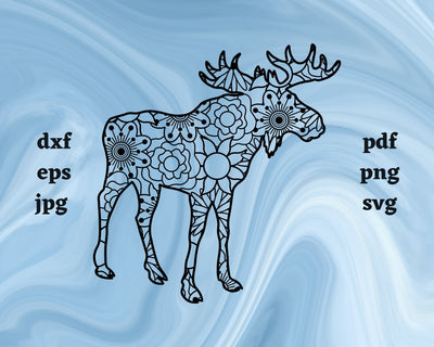 Moose Mandala SVG Cut File SVG Northern Light SVG 