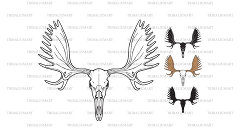 Moose Skull with Antlers SVG TribaliumArtSF 