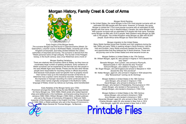 Morgan History, Family Crest & Coat of Arms 3D Paper Family Creations 