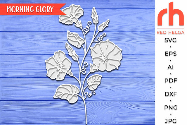 Morning Glory SVG, Ipomoea Cut File, September Birth Plant DXF, Layered Flower, Virgo Flower Silhouette SVG RedHelgaArt 