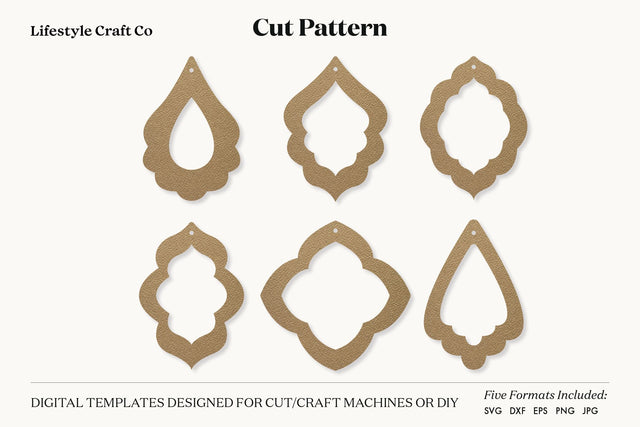 Moroccan Earring SVG, Faux Leather Earring Templates, Cricut cut file SVG Lifestyle Craft Co 