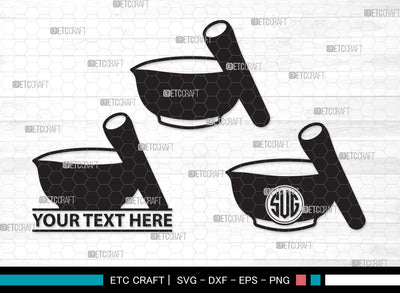 Mortar And Pestle Monogram SVG, Mortar Pestle Svg, Mortar Svg, Mortar Icon Svg, Pestle Svg, Mortar And Pestle Monogram SVG ETC Craft 