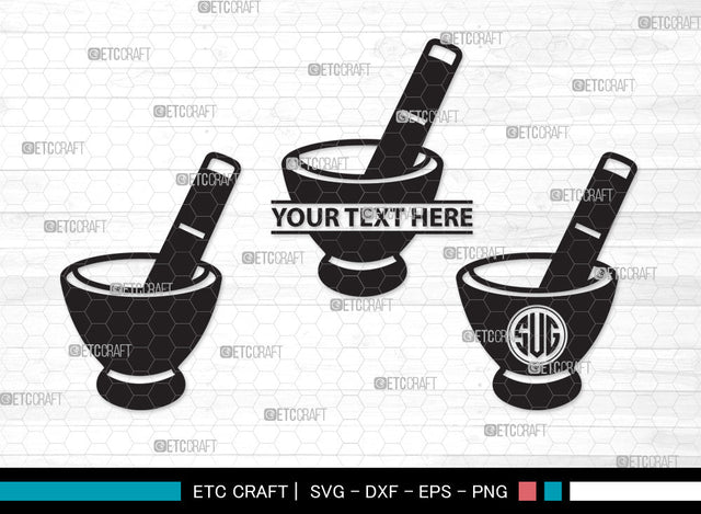 Mortar And Pestle Monogram SVG, Mortar Pestle Svg, Mortar Svg, Mortar Icon Svg, Pestle Svg, Mortar And Pestle Monogram SVG ETC Craft 