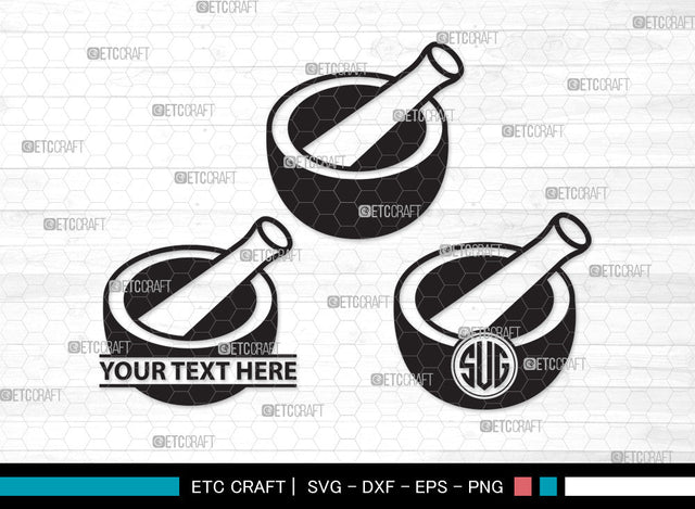 Mortar And Pestle Monogram SVG, Mortar Pestle Svg, Mortar Svg, Mortar Icon Svg, Pestle Svg, Mortar And Pestle Monogram SVG ETC Craft 