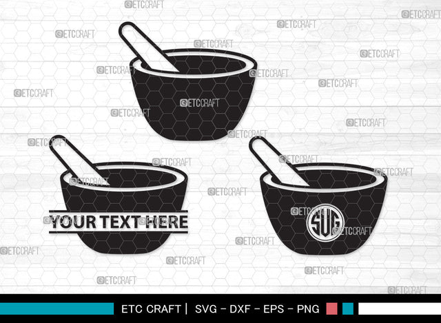 Mortar And Pestle Monogram SVG, Mortar Pestle Svg, Mortar Svg, Mortar Icon Svg, Pestle Svg, Mortar And Pestle Monogram SVG ETC Craft 