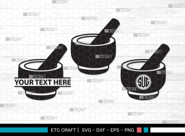 Mortar And Pestle Monogram SVG, Mortar Pestle Svg, Mortar Svg, Mortar Icon Svg, Pestle Svg, Mortar And Pestle Monogram SVG ETC Craft 