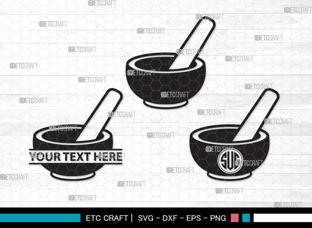 Mortar And Pestle Monogram SVG, Mortar Pestle Svg, Mortar Svg, Mortar Icon Svg, Pestle Svg, Mortar And Pestle Monogram SVG ETC Craft 