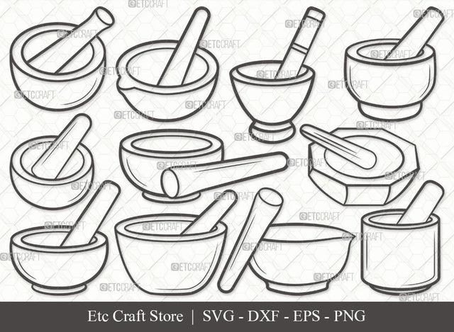 Mortar And Pestle Outline SVG Cut File | Mortar Pestle Svg | Mortar Svg | Mortar Icon Svg | Pestle Svg | Mortar And Pestle Svg Bundle SVG ETC Craft 