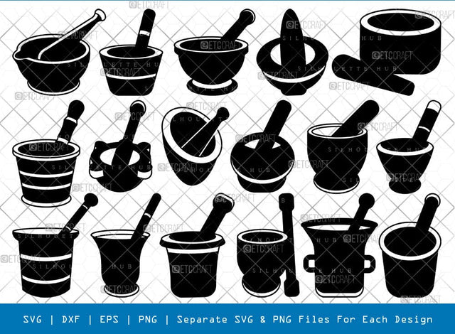 Mortar And Pestle Silhouette, Mortar And Pestle SVG, Mortar Svg, Pestle Svg, Mortar And Pestle Bundle, SB00811 SVG ETC Craft 