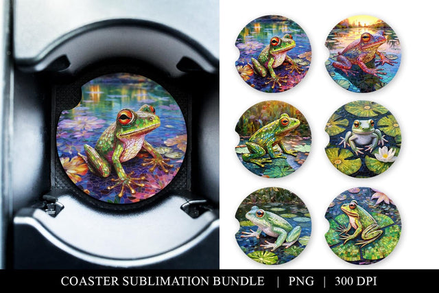 Mosaic Frog Car Coaster Sublimation Bundle Sublimation BijouBay 