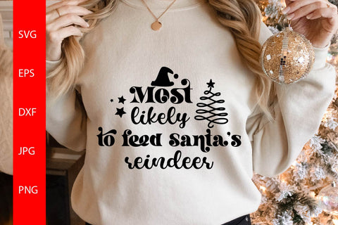 Most Likely to Feed Santa's Reindeer SVG Free For Commercial Use SVG Sintegra 