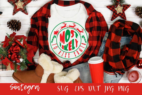 Most Likely To Kiss Santa SVG PNG Free For Commercial Use SVG Sintegra 