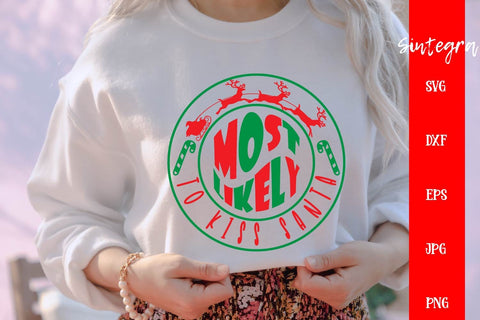 Most Likely To Kiss Santa SVG PNG Free For Commercial Use SVG Sintegra 