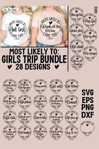 Most Likely To SVG Bundle 28 Designs Bachelorette Shirts SVG PNG SVG On the Beach Boutique 