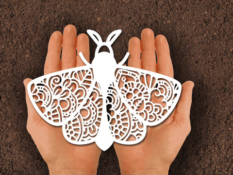 Moth Fly Leaf Swirl Paper cut SVG Johan Ru designs 